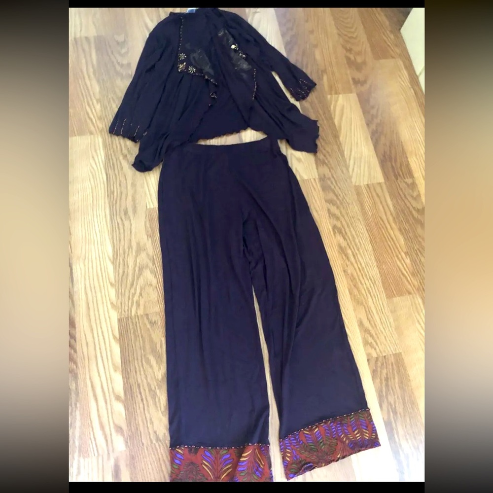 Usindo art to wear pant set size M wide leg pant top vacation wear
